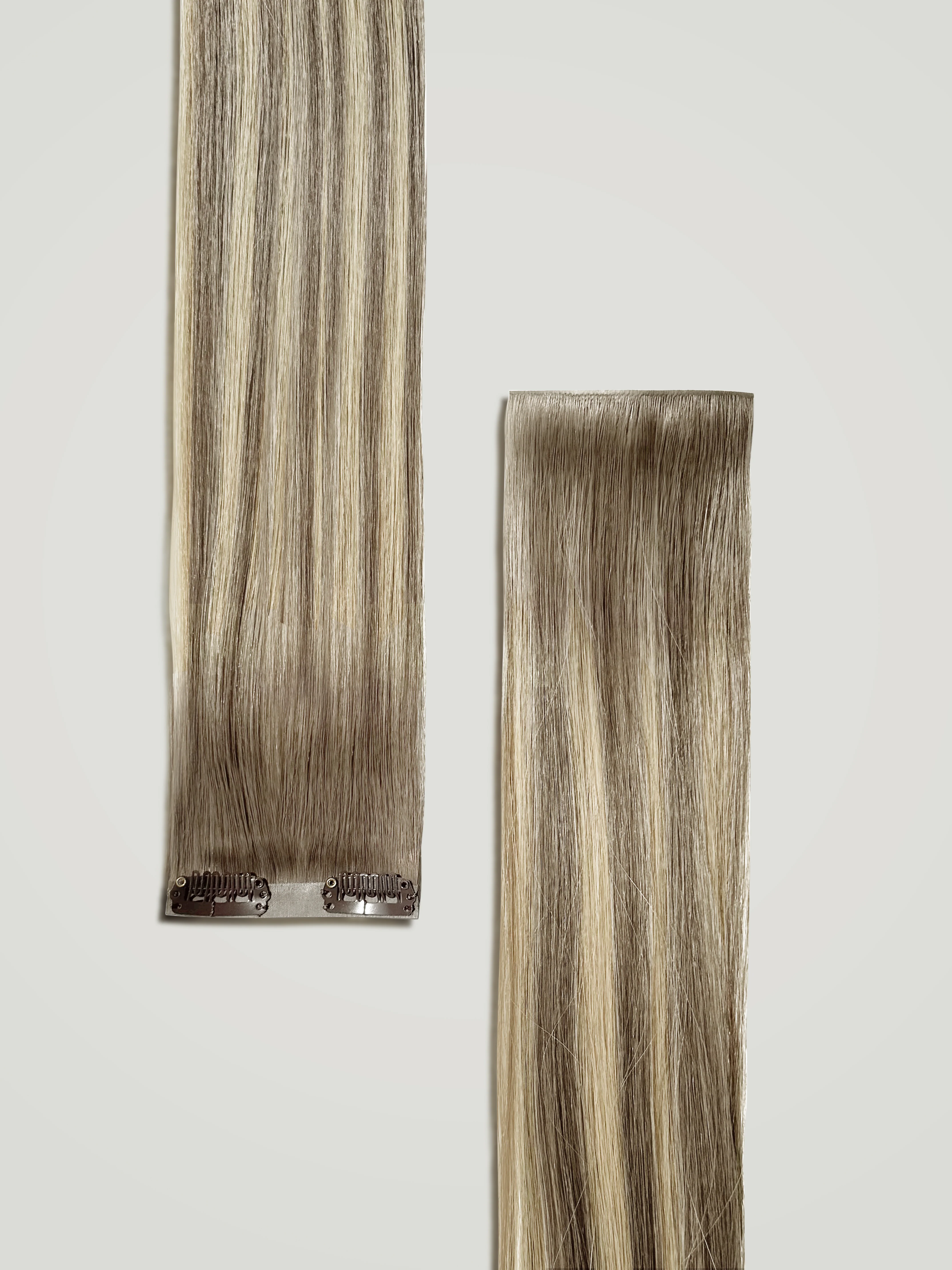 Ash Blonde Balayage Invisible Clip-Ins 18"/45.72cm (100g) - Image 4