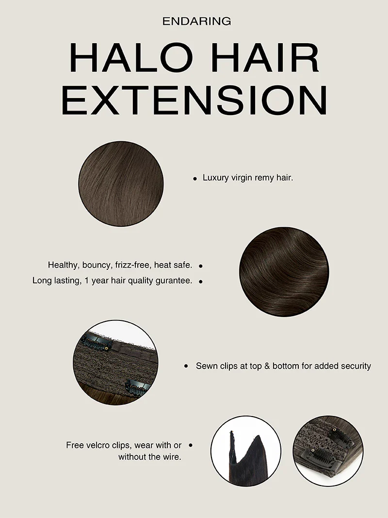 Jet Black Halo Hair Extensions 16''(120g) - Image 6