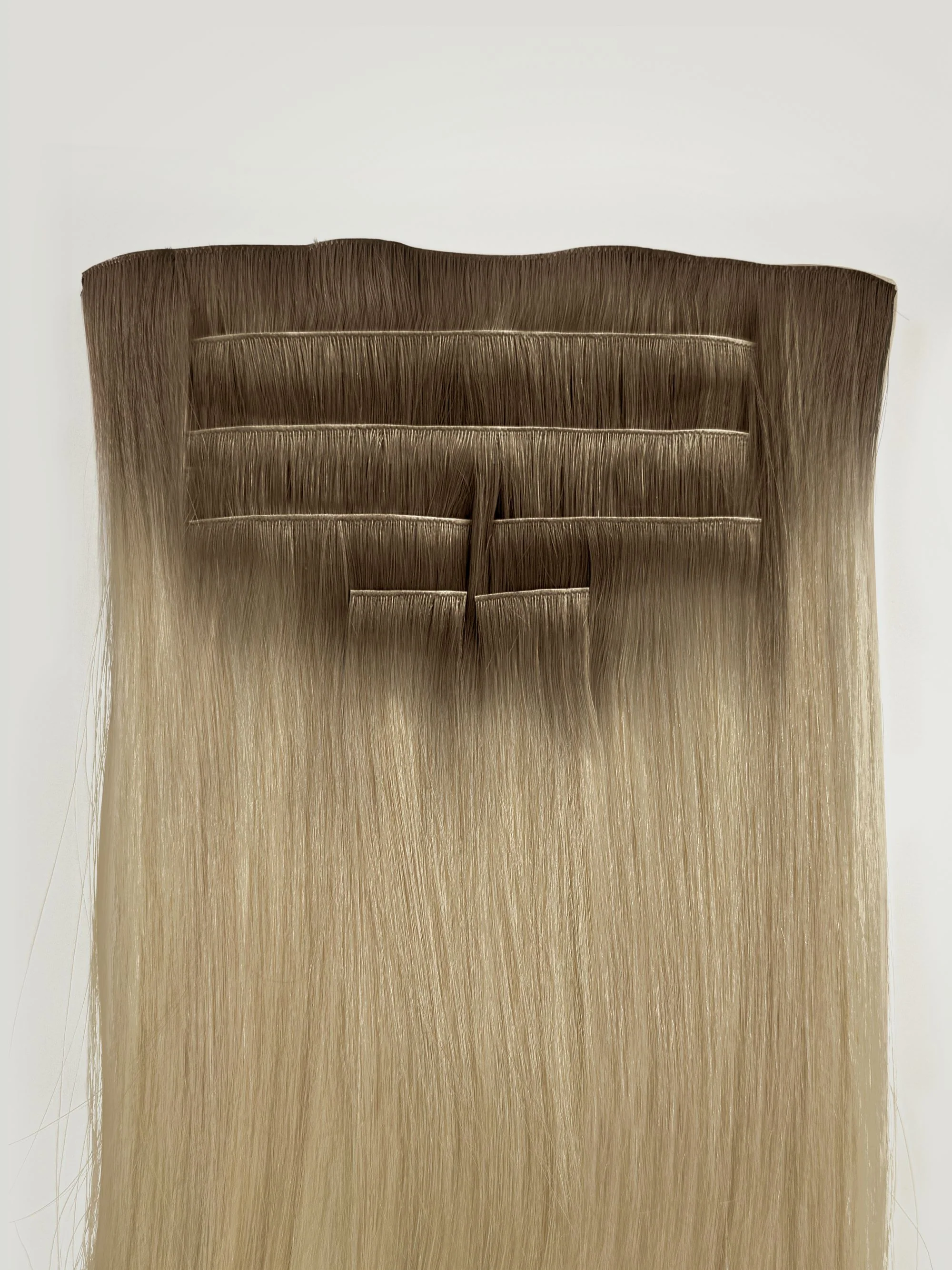 Rooted Beige Blonde Invisible Clip-Ins 18"/45.72cm (100g) - Image 3