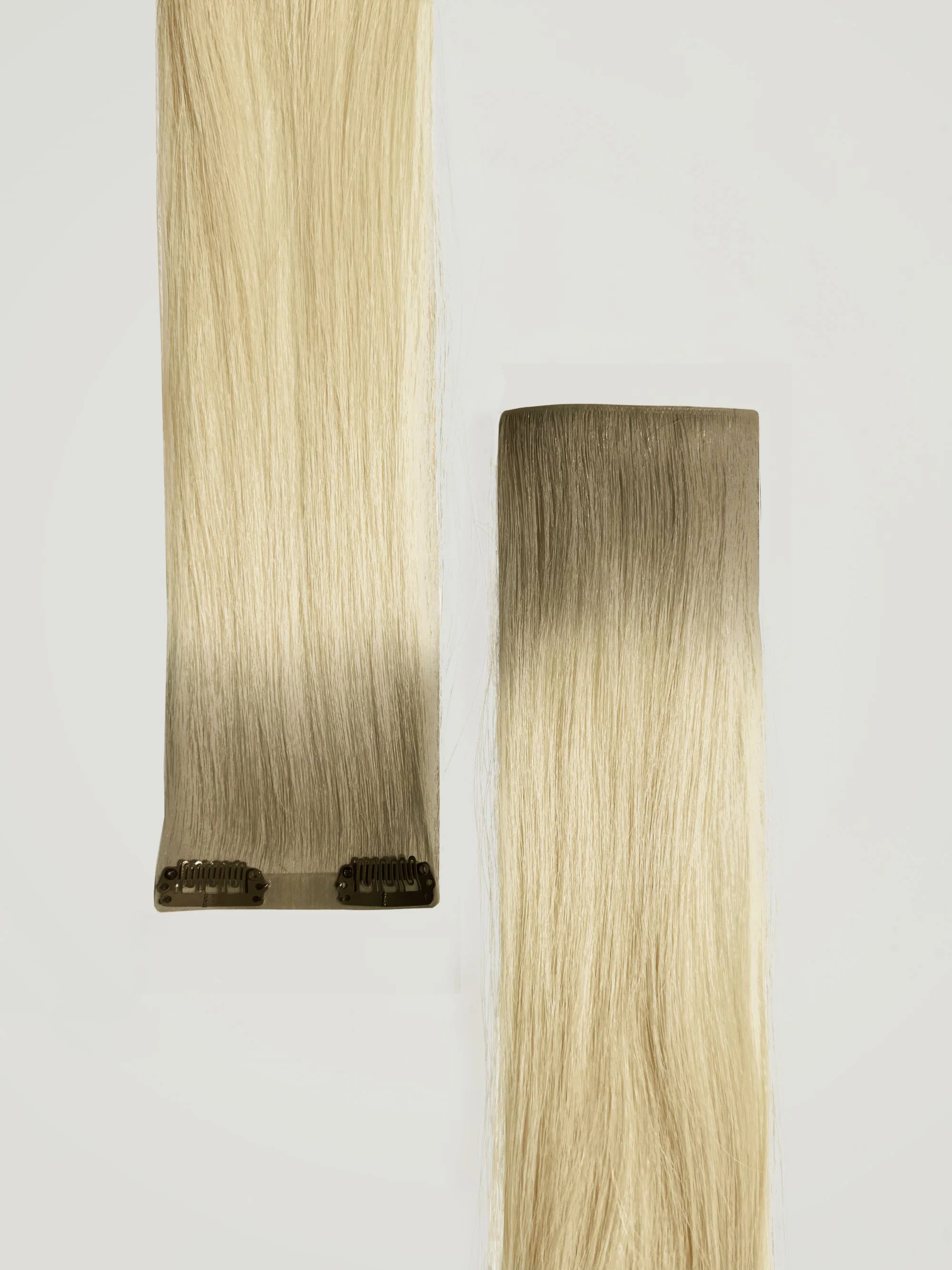 Rooted Ice Blonde Invisible Clip-Ins Single Clip-In Hair Extensions 18" (22g/30g) - Image 3